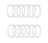 KGDUYC Pack of 12 Plastic Shower Curtain Hooks, Shower Curtain Rings, Rings for Shower Curtain in C Shape, Curtain Hanging Rings