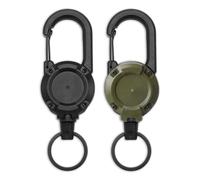 KGDUYC Retractable Keyring - 2 Pieces Badge Holder, Reel Clip, Extendable Keychain, Retractable Badge Reel with Carabiner Clip with Steel Cable 60 cm for Office, Business, Exhibition