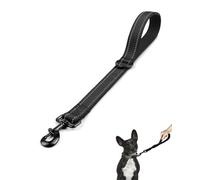 KGDUYC Short Dog Lead with Padded Handle, Traction Dog Lead, Length 30 cm, Width 2.5 cm, Reflective Nylon Dog Recall Lead for Training Large, Medium and Small Dogs, Black