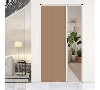 Kgfvesdc Concertina Door Customizable Folding Internal Door Folding Blackout Accordion Doors Interior Waterproof and Heat Insulation Space Saving for Kitchens/Closet/Room(Coffee Brown/W×H:200×180cm)