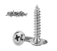 KGGZKG 30 Pcs Pan Head Screws M5x20x10.5mm Phillips Wafer Head 304 Stainless Steel Wood Screws Self Tapping Screws Multi Purpose Round Dome Head with Washer for Construction Hardware Silver