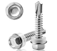 KGGZKG 40PCS M6.3X50MM Stainless Steel Self Tapping Screws, Hex Head, External Hex Drive, 410 Stainless Steel, Tech Screws for Metal, Roofing, Windows, Furniture