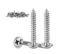 KGGZKG Pan Head Screws M5x25 mm 304 Stainless Steel Wood Screws 30 Pcs Phillips Wafer Head Self Tapping Screws Standard Cross Groove Full Thread Round Dome Head with Washer for Construction Hardware
