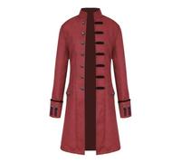 KGIHPC Men Steampunk Vintage Jacket Retro Gothic Victorian Frock Coat Halloween Costume Medieval Tailcoat Jacket (Red, 2XL)