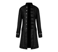 KGIHPC Men Steampunk Vintage Jacket Retro Gothic Victorian Frock Coat Halloween Costume Medieval Tailcoat Jacket (Black, 4XL)