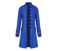 KGIHPC Men Steampunk Vintage Jacket Retro Gothic Victorian Frock Coat Halloween Costume Medieval Tailcoat Jacket (Blue, 2XL)