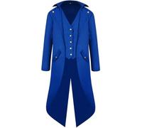 KGIHPC Men's Steampunk Vintage Tailcoat Jacket Medieval Gothic Victorian Frock Uniform Halloween Costume (Blue, L)