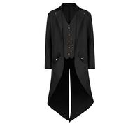 KGIHPC Men's Steampunk Vintage Tailcoat Jacket Medieval Gothic Victorian Frock Uniform Halloween Costume (Black, L)