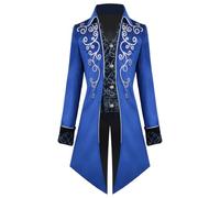 KGIHPC Men's Steampunk Vintage Tailcoat Jacket Medieval Gothic Victorian Frock Uniform Halloween Costume (UK, Alpha, M, Regular, Regular, Blue)