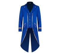 KGIHPC Men's Vintage Gothic Tailcoat Medieval Renaissance Steampunk Jacket Frock Coat Costume for Halloween (as8, numeric, free_size, m, Blue, L)