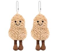 KGJAXF 2Pcs Adorable Peanut Plush Toys - Cute Smiling Plushie Gift with Soft Long Pile Fabric, Mini Stuffed Doll for Children’s Decor, Positive Emotional Support Companion (18cm)