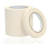 KGJAXF 4 Rolls White Masking Tape Thin 18mm X 10m - Low Tack Paper-Based Painting Tape for Delicate Surfaces, Residue-Free DIY Crafting, Artists & Home Decor, Easy-Tear Writable Design
