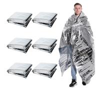 KGJAXF 6Pcs Emergency Foil Blankets and for Survival & Outdoor - 160x210cm Thermal Space Blanket, Windproof PET Film for Gardening, Camping, Hiking, Sports, Indoors and Outdoors (Silver)