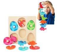 KGJAXF Wooden Montessori Dinosaur Puzzles Sensory Sorting & Stacking Toys for Toddlers, Fine Motor Skills Development Toy, First Birthday Gifts for Boys Girls, Eco-Friendly Educational Baby Puzzles