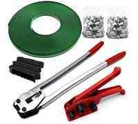 KGLHJDY Banding Strapping Kit Strapping Tool - Pallet Strapping Kit Banding Tool, Strap Crimper & Sealer Extra-Long Handle Sealing Tool, Tensioner, PET Band, 100pcs Seals, 100pcs Corner Protector