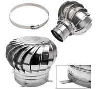 KGLHJDY Stainless Steel Chimney Spinner Cowl, Anti Downdraught Chimney Caps with Clamp, 110-400mm Rotating Ventilator Cap for Flue Pipe(110mm/4.3in)