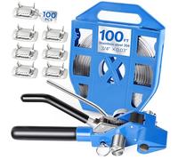 KGLHJDY Steel Banding Strapping Kit - Steel Strapping Tool with Ratchet Tensioner&Cutter, 100Feet×3/4'' S304 Banding Coil with Blue Tray, 100ps Steel Buckles, Complete High Tensile Metal Packing