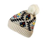 KGM Accessories Hand Crafted Native American Indian Pattern Bobble Beanie hat (Beige)