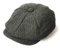 KGM Accessories Herring Bone Panel Baker Boy Newsboy Flat Cap - Men`s caps (Grey, Large)