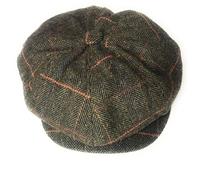 KGM Accessories Herring Bone Panel Baker Boy Newsboy Flat Cap - Men`s caps (L, Green Check)