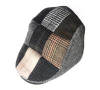KGM Accessories Herring Bone Panel Baker Boy Newsboy Flat Cap - Men`s caps (M, Grey Patch)
