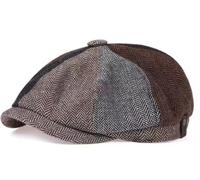KGM Accessories Herring Bone Panel Baker Boy Newsboy Flat Cap - Men`s caps (UK, Alpha, M, Multi)