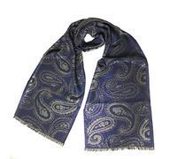 KGM Accessories Mens Stylish Paisley designer Super soft plaid Scarf - Designer Scarves for Men (paisley blue)