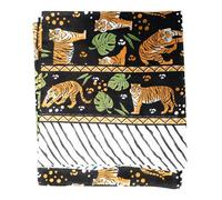 KGM Accessories Multi Purpose Indian Cotton Tiger Animal Print Sarong Scarf Shawl Beach Wrap Pareo (Black)