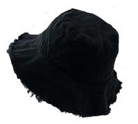 KGM Accessories New Frayed Edge Bucket hat Men`s Women`s Hats Summer Festival Outdoor (UK, Alpha, One Size, Black)