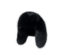KGM Accessories New Super Fluffy Trapper Hat Soft Fleecy Faux Fur hat - Womens Mens Winter Hats (UK, Alpha, One Size, Black)