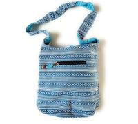KGM Accessories Stripe Cotton Large Cross Body Shoulder bag Festival Holiday Hippy Hobo Travel Bags (Turquoise)