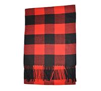 KGM Accessories Super soft check cashmere feel plaid tartan check scarf - Cashmere scarves for Men - Mens soft scarf (Red_Black)