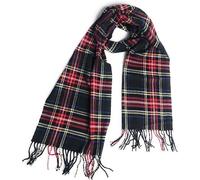 KGM Accessories Super soft check cashmere feel tartan check scarf - scarves for Men - Men`s woman's soft scarf (Black tartan)