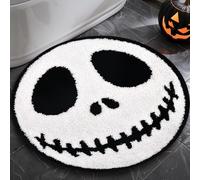KGNN Jack Halloween Rugs Mat 2ft Round Non-Slip Cute Creepy Nightmare Bath Rug Bathroom Shower Floor Mat for Halloween Indoor Decor Nightmare Before Holiday Christmas Decorations