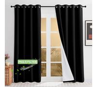 KGORGE Anti Dust Soundproof 100% Blackout Curtains 4 Layers Heavy Duty Energy Efficiency Window Curtains for Living Room Baby Bedroom Home Office Studio, Wide 52 x Long 90 inches, Black, 2 Panels