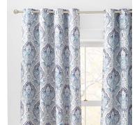KGORGE Curtains 84 inch Length - Blue Blackout Curtains for Bedroom Grommet Top Damask Geometry Window Decoration for Kitchen Living Room, Blue Grotto, W 52 x L 84 inches, 1 Pair