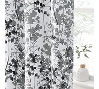 KGORGE Grey Blackout Curtains - Energy Saving Eco-Friendly Privacy Window Shades Classic Floral Pattern for Bedroom Living Room Dining Study Room, Grey, W 52 x L 84, 2 Panels