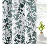 KGORGE Living Room Curtains - Light Block/Privacy Protect Window Draperies, Farmhouse Floral Print for Villa Bedroom Sliding Glass Door Home Office, Green, 52 inch Wide x 84 inch Long, 2 Pcs