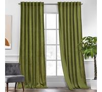 KGORGE Velvet Curtains Olive Green Blackout 96 inches 2 Panels for Bedroom | Soft Darkening Thermal Insulating Window Drapes for Living Room, Back Tab Rod Pocket, Hunter Green, W 52 x L 96