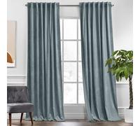 KGORGE Velvet Curtains Stone Blue Blackout 96 inches 2 Panels for Bedroom | Soft Darkening Thermal Insulating Window Drapes for Living Room Dining Room, Back Tab Rod Pocket, Hunter Green, W 52 x L 96