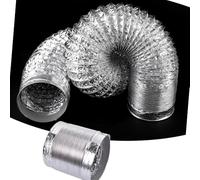 KGPGNYMYHA 3in 4in Dryer Vent Duct Hose Aluminum Foil Ducting Double-Layer Exhaust Hose Flexible Heating Cooling Ventilation Duct(Silver-5m-16.4ft,100mm-3.93")