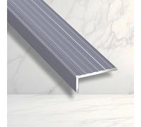 KGPGNYMYHA Commercial Stair Nosing Metal Stair Edge Trim Non-Slip Waterproof Stair Edge Protector For Tile Wood Stairs, L-Shaped Stair Transition Strip(Grey,120cm/48in)
