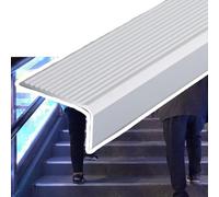 KGPGNYMYHA Non-Slip Step Nose Aluminum Stair Edge Protector For Wooden Steps, Indoor/Outdoor Stair Nosing Metal Staircase Step Treads(Silver,1p-150cm/60in)