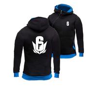 KGQSHFVF Mens Color-blocking Hoodie for Rainbow Six Siege Jumpers Sweatshirt Comfy Jackets Graphic Tops Hoody Spring Autumn Outwear Long Sleeve Tracksuit Coats-Black Blue||S