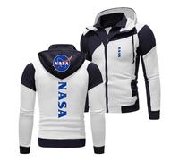KGQSHFVF Men's Hoodies Sweatshirts for NASA Patchwork Hoody Spring Autumn Jackets Long Sleeve Activewear Printing Hooded Outwear Tops Lightweight Two Zipper Coats-White||XL