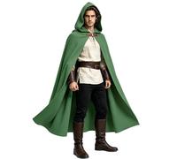 Kgromfy Unisex Medieval Cloak Cotton Renaissance Hooded Cape Halloween Cosplay Costume Viking Robe