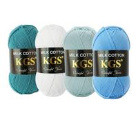 KGS Cotton Yarn Pack | Soft Cotton Blend Knitting Yarn | 4 × 50g Skeins (200g Total) | Smooth & Durable Craft Yarn for Knitting, Crochet & DIY Projects (Frost Bite)