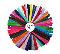 KGS Nylon Zipper for Sewing Crafts | 20 Assorted Colours | Size: 9 Inch / 23 cm | 40 Zippers/Pack | Multicolor Zippers for Sewing Supplies and Replacement in Bags, Pouches, Skirts, Dresses