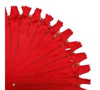 KGS Zippers for Sewing Crafts | 20 Pieces per Pack | Single Color #3 Nylon Zippers for Making Bags, Pouches, Pillow Covers and Sewing Craft Projects (Red, 6 Inch (20 Pieces))