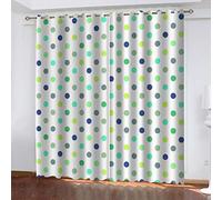 KGSK Blackout Curtains For Bedroom 3D Printed Pattern Simple Blue Dots Eyelet 55x94 Inch Window Drapes For Kids Girls Living Room Decor, Curtain Thermal Insulated 2 Panels, Home